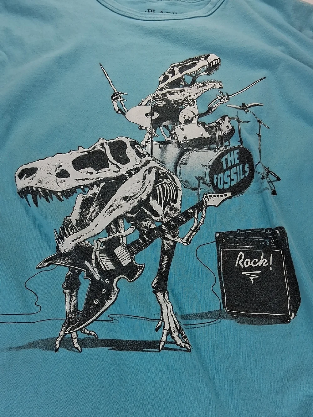Boys Childrens Place Graphic Tee Shirt Size Extra Large XL (14) Dinosaur Band